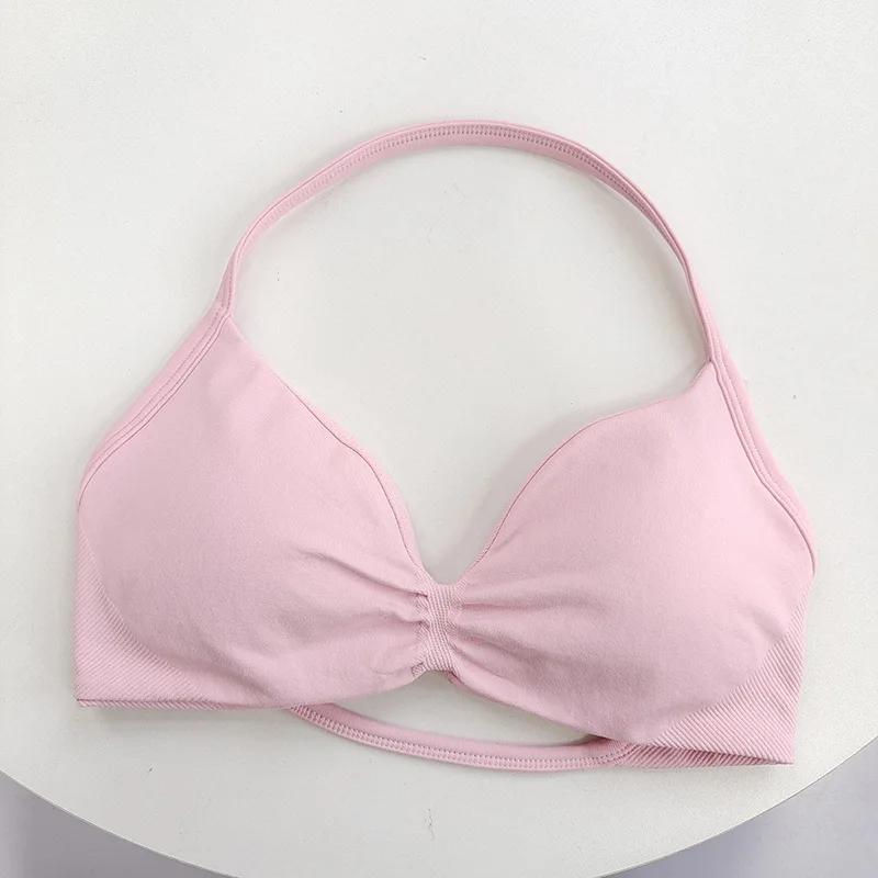 Soutien-gorge de sport à lacets à haut support pour femmes – Camisole à fines bretelles, sans coutur