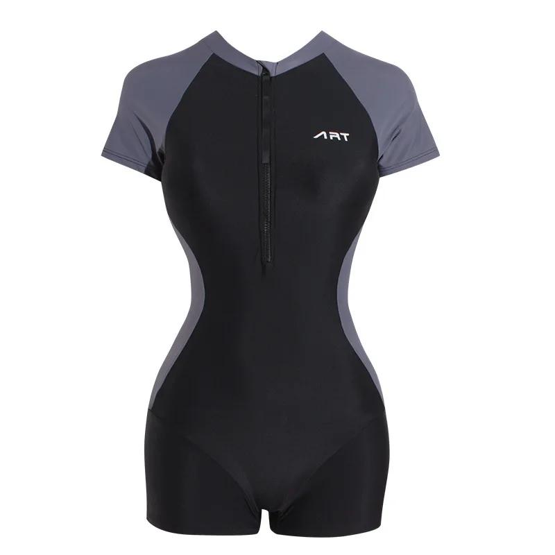 Maillot de bain une pièce à manches courtes pour femmes - Body de surf avec fermeture éclair 2023