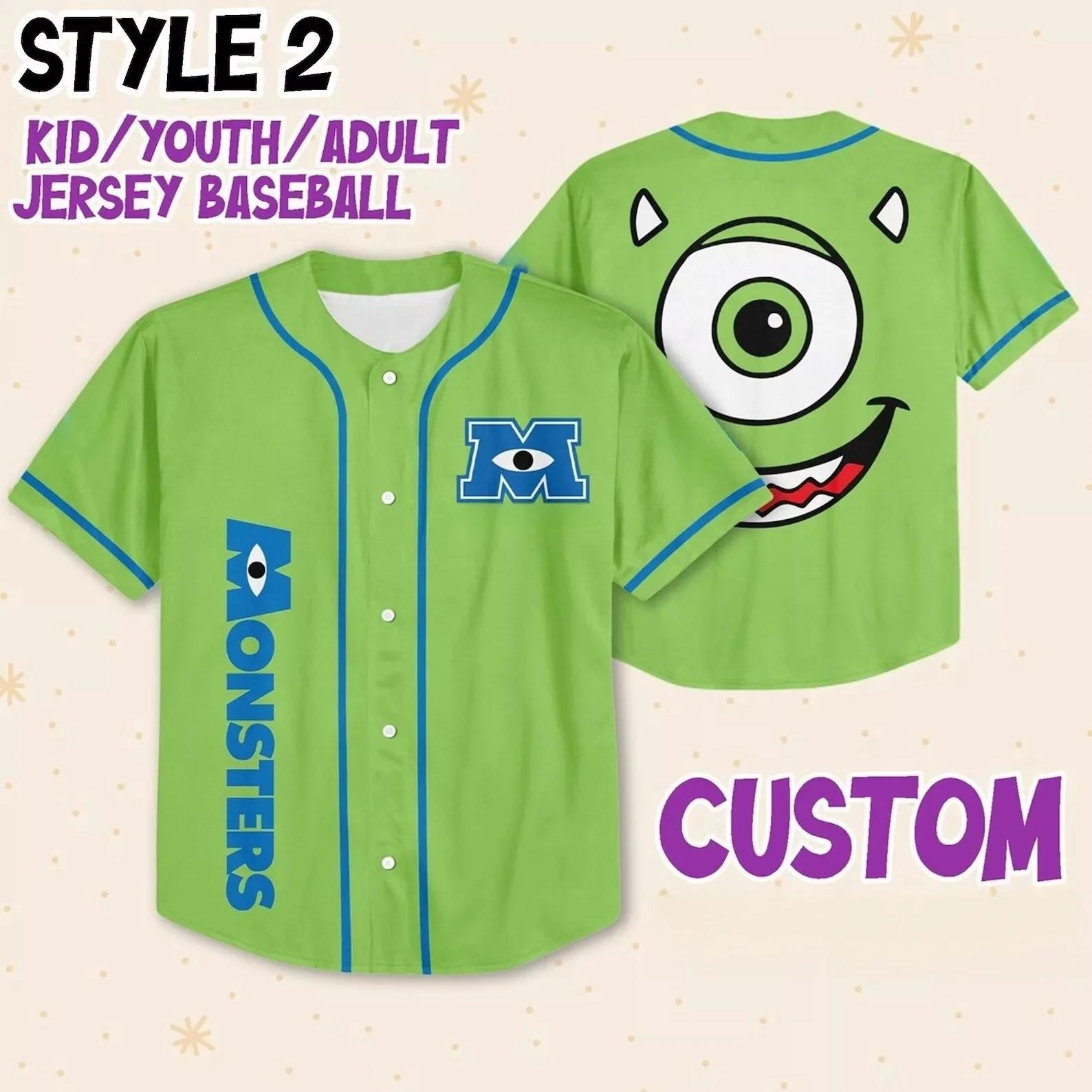 Maillot de Baseball personnalisé Monsters University Mike Sulley, chemise de Cosplay pour enfants, j