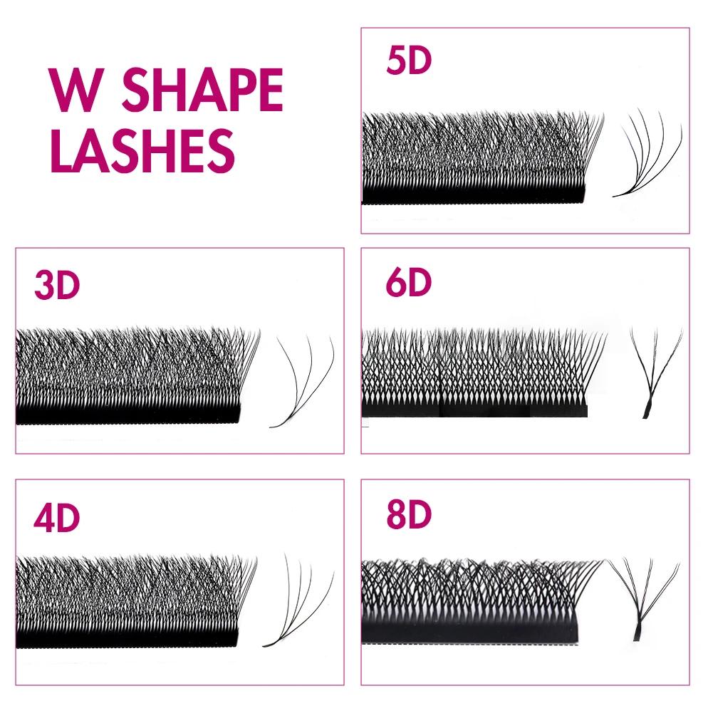 FADVAN 3D/4D/5D/6D/7D/8D Extension de cils en forme de W C D Curl cils de vison naturel préfabriqués