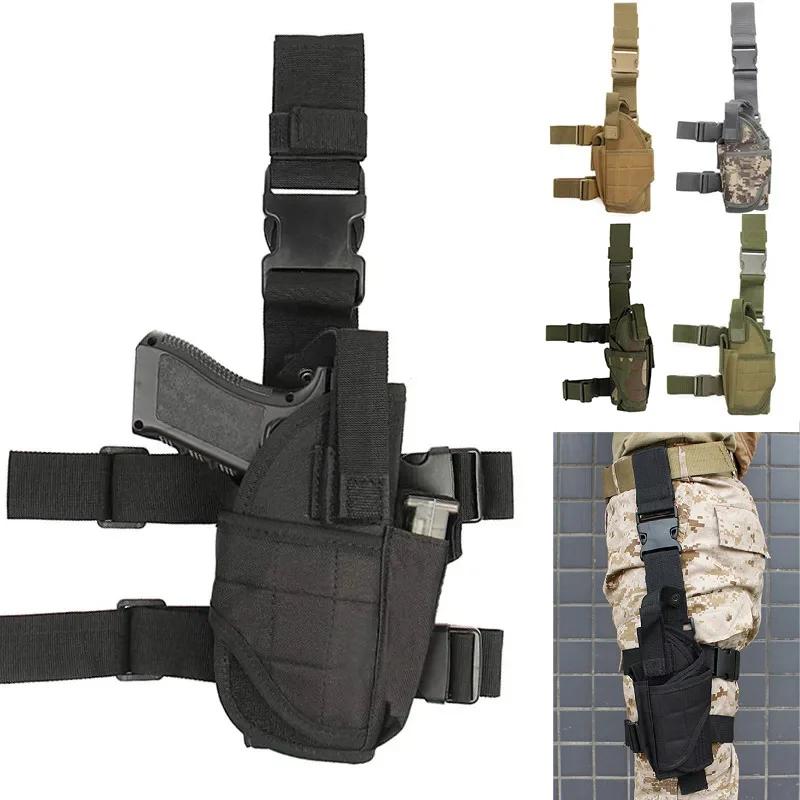 Étui tactique en cuir pour fusil court à porter à la cuisse, avec sangle de fixation pour la chasse,