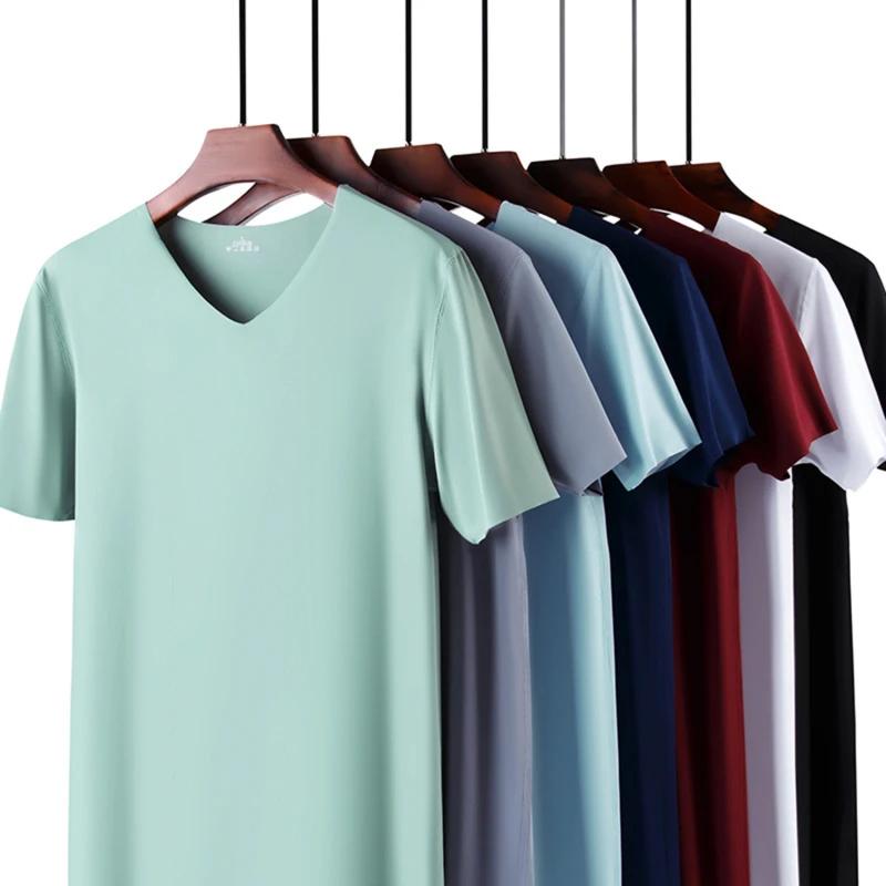 Ice InjWithout-T-shirt fin à manches courtes pour hommes, T-shirt uni, Trace, Slim, Col en V, Sans c
