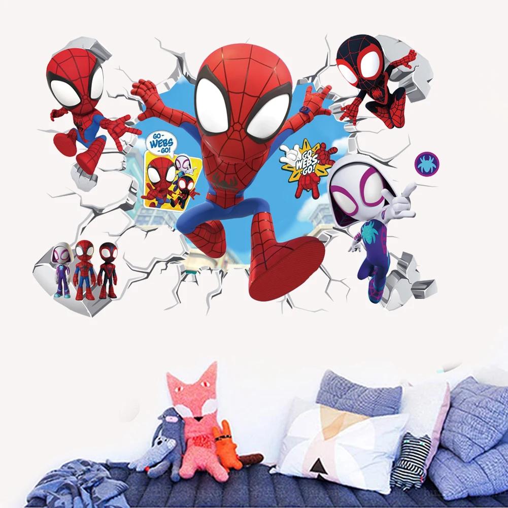 Mignon mini Spiderman Super héros Stickers muraux pour chambre d'enfants décoration maison chambre P