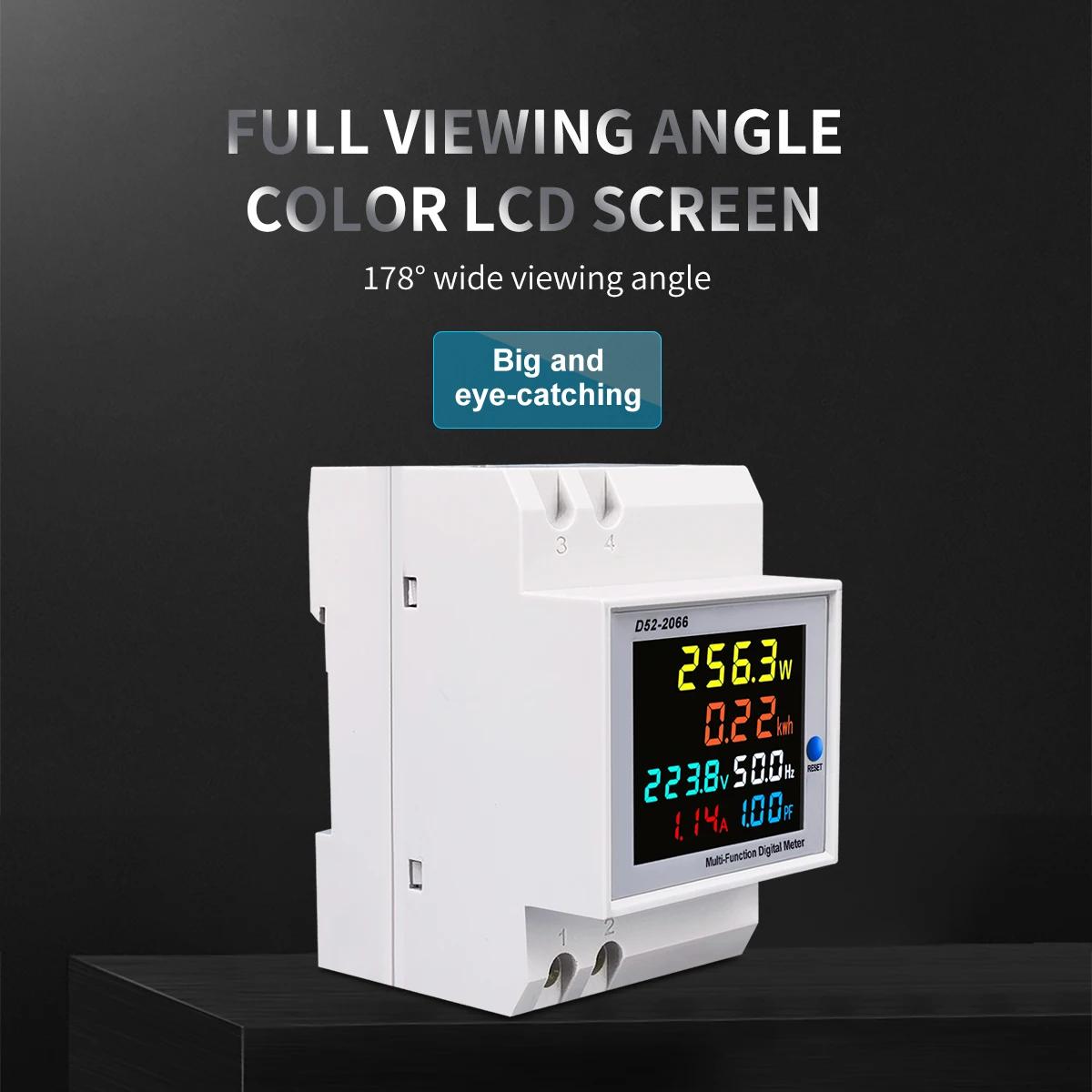 Moniteur AC sur rail din 6 en 1, 110V 220V 380V 100A, tension, courant, facteur de puissance, KWH ac