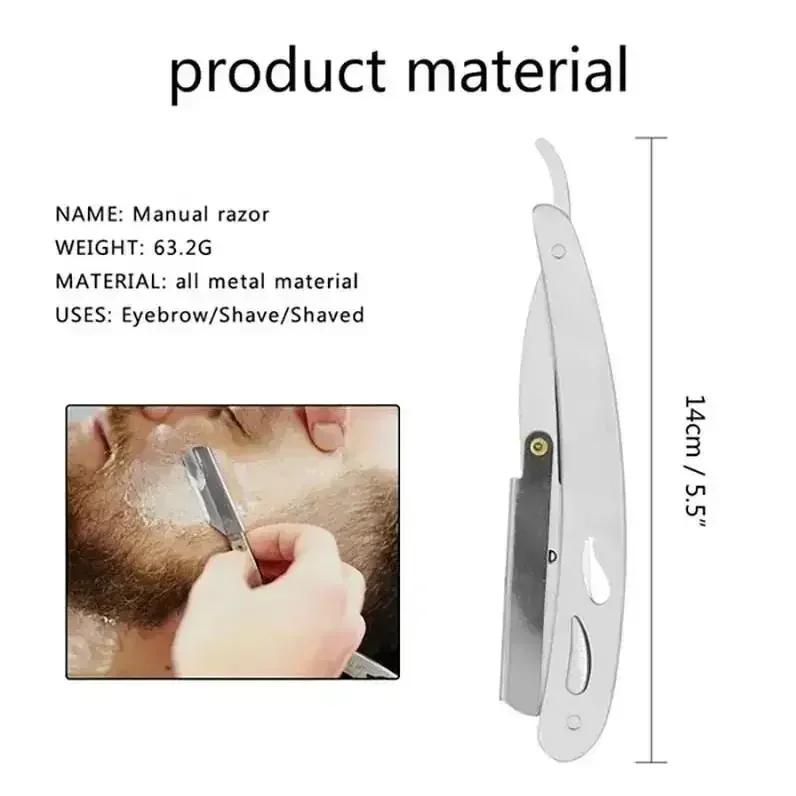 Rasoir barbier bord acier inoxydable rasoir hommes professionnel manuel rasoir droit pliant rasage r