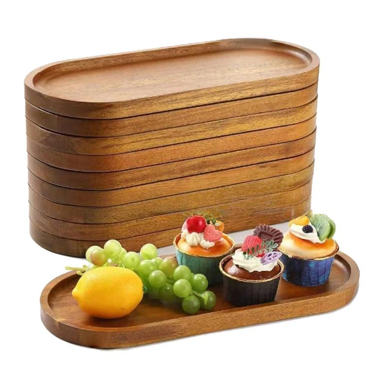 Britware-Assiette à Dessert Rectangulaire en Bois Massif, de Style Japonais, Palette de Fruits, Thé,