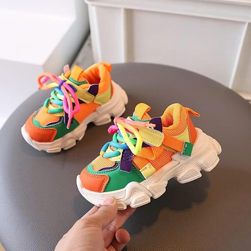 Baskets décontractées pour filles et garçons, chaussures de sport à semelle souple pour enfants, col