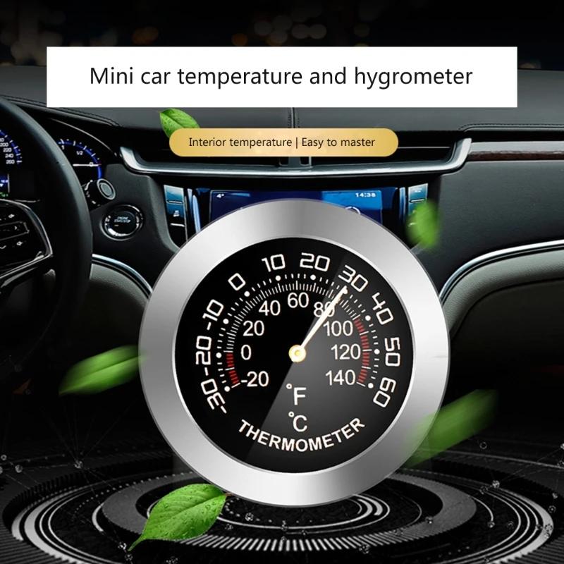 Mini thermomètre/hygromètre analogique en métal mécanique pour voiture, détecteur de température/hum