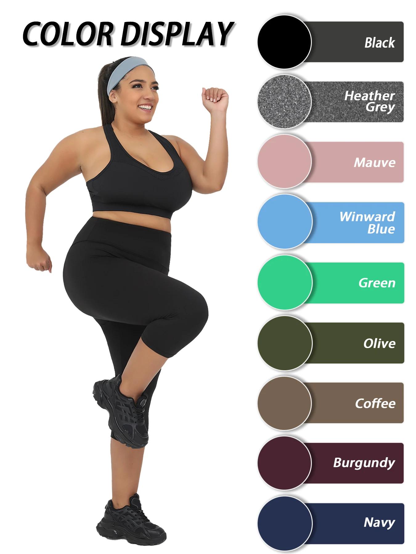 Leggings grande taille pour femmes, Super doux, taille haute, contrôle du ventre, pantalon Capri de 