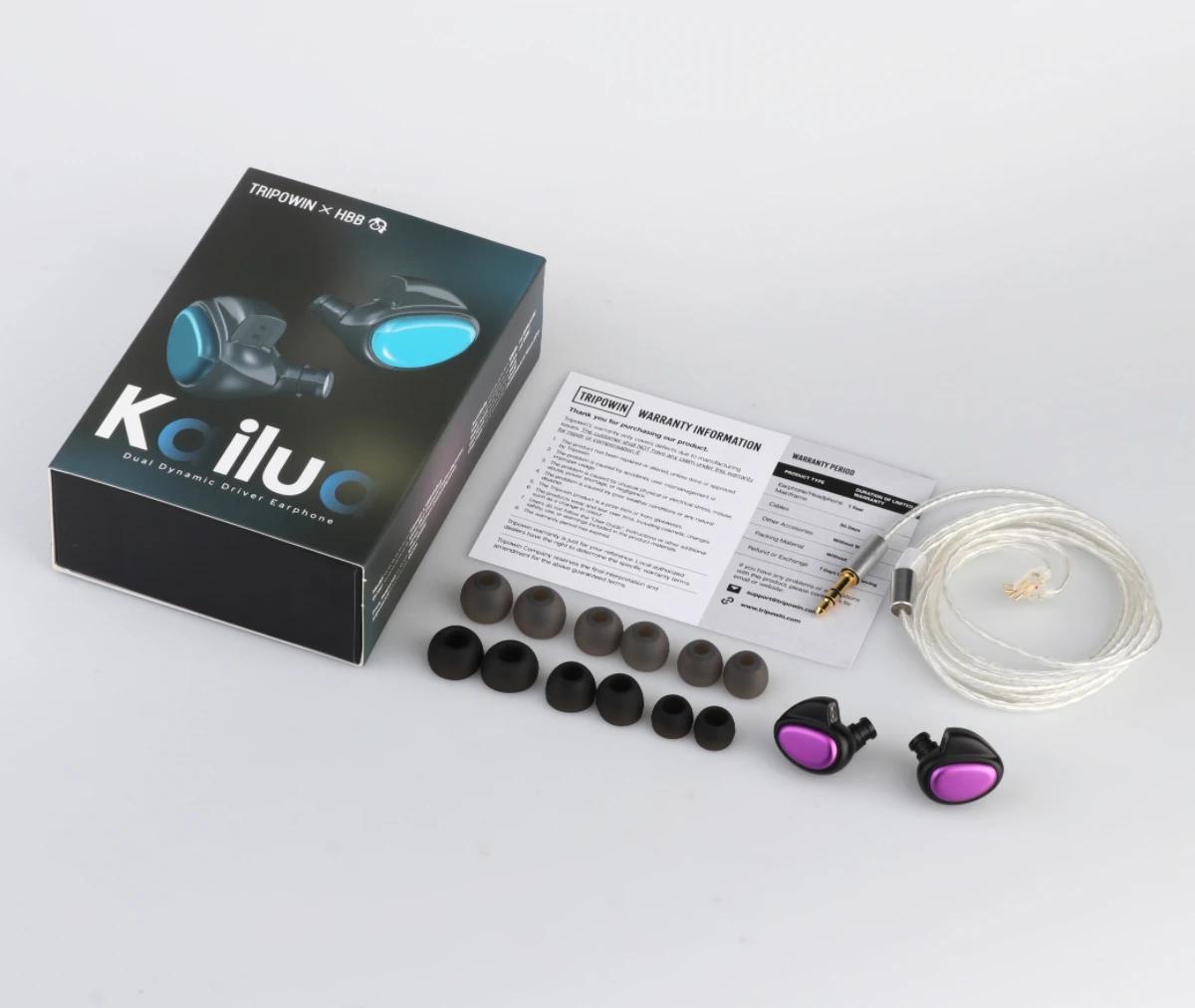 Tripowin X HBB Kailua Moniteur intra-auriculaire à double pilote dynamique avec câble OCC détachable