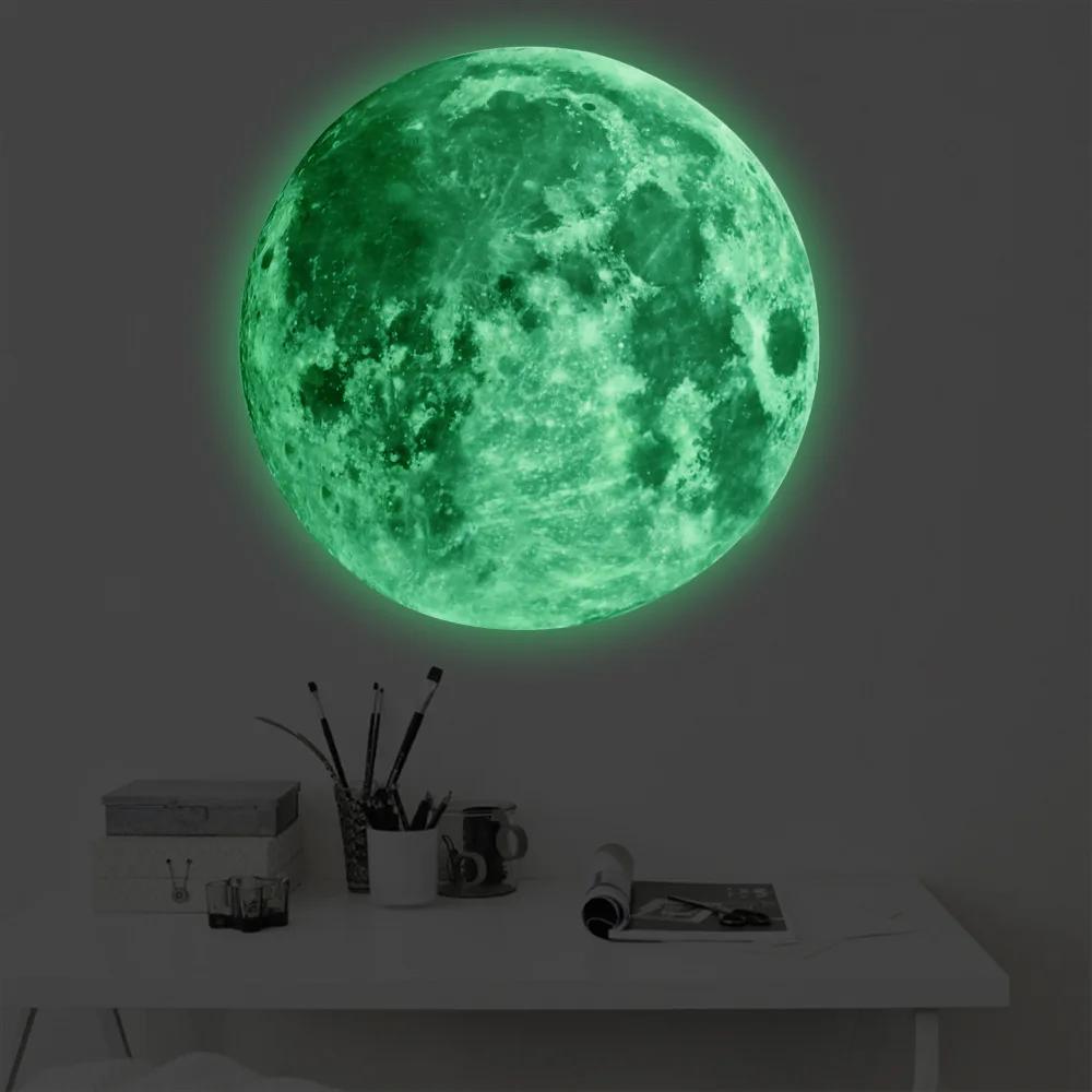 Offre spéciale 3D lune lumineuse autocollant mural lueur dans la nuit autocollant Fluorescent PVC ma