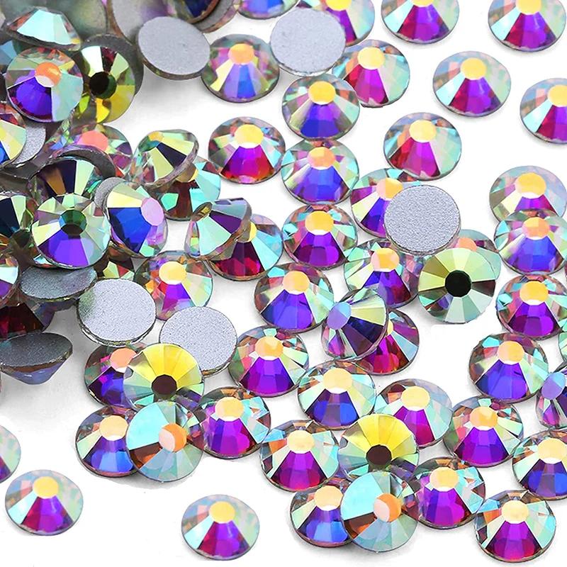 1440 pièces/sac AB/clair rond Mini diamant à ongles SS3-SS20(1.3-4mm) FlatBack Non correcteur crista