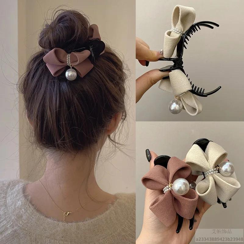 1 morceau d'arc, pince à perles, tempérament, pince requin, accessoire pour cheveux en tissu de Styl