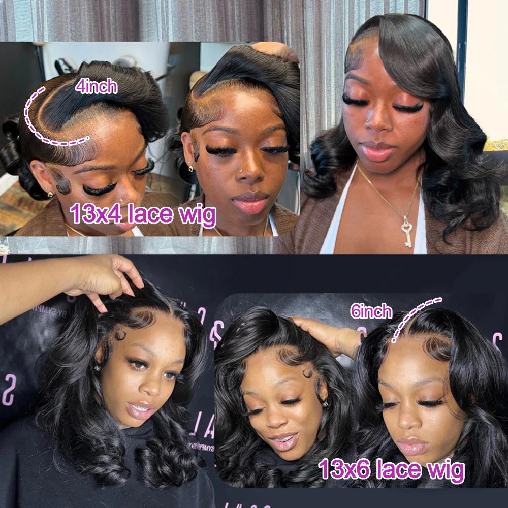 Perruque Bob Lace Frontal Wig Body Wave sans colle, cheveux naturels brésiliens prêts à porter, 13x6