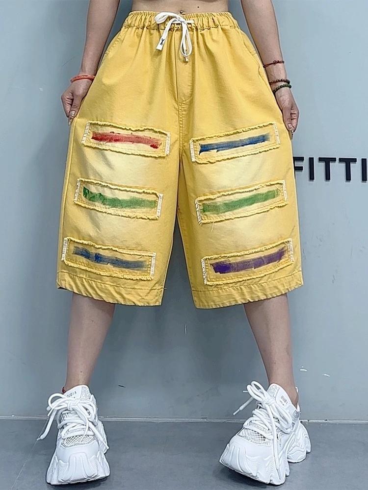 AmaxluluE été mode blanc Denim Shorts femmes ample Vintage jean dames décontracté Patchwork Pantalon