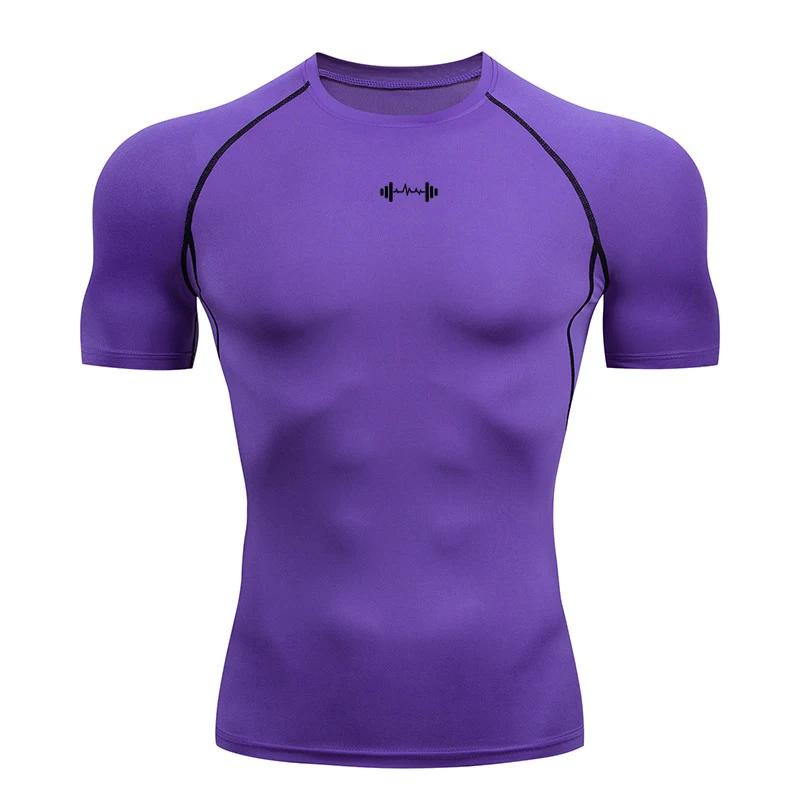 T-shirt de compression pour homme à manches courtes, absorbant, pour le sport, la gym, le fitness, l