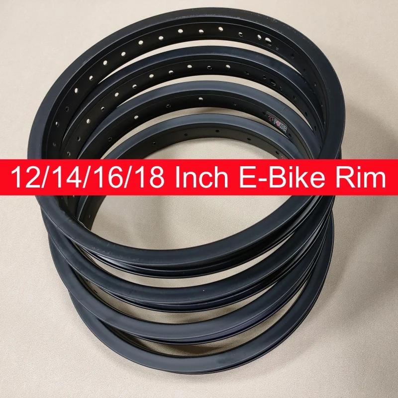 Jante de vélo électrique pliante 12/14/16/18 pouces, 20/24/28/36 trous, épaisseur 30mm, noire imbibé
