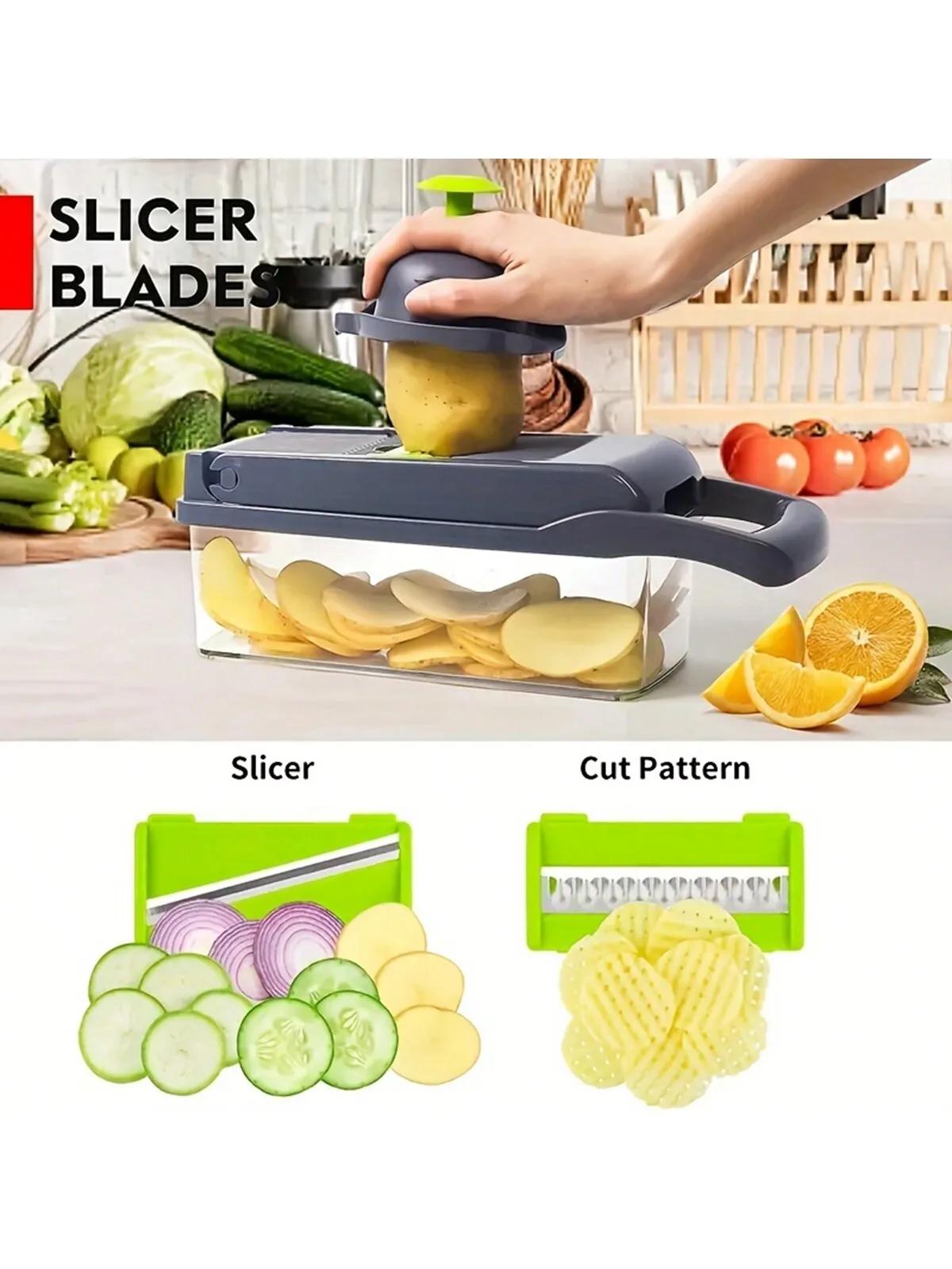 Ensemble 14 pièces/16 pièces, hachoir à légumes, trancheur de fruits multifonctionnel, râpe alimenta