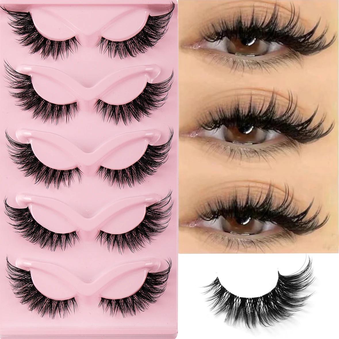 5 paires de cils yeux de chat Faux cils de vison naturel longs cils Manga extrémité ailée cils allon