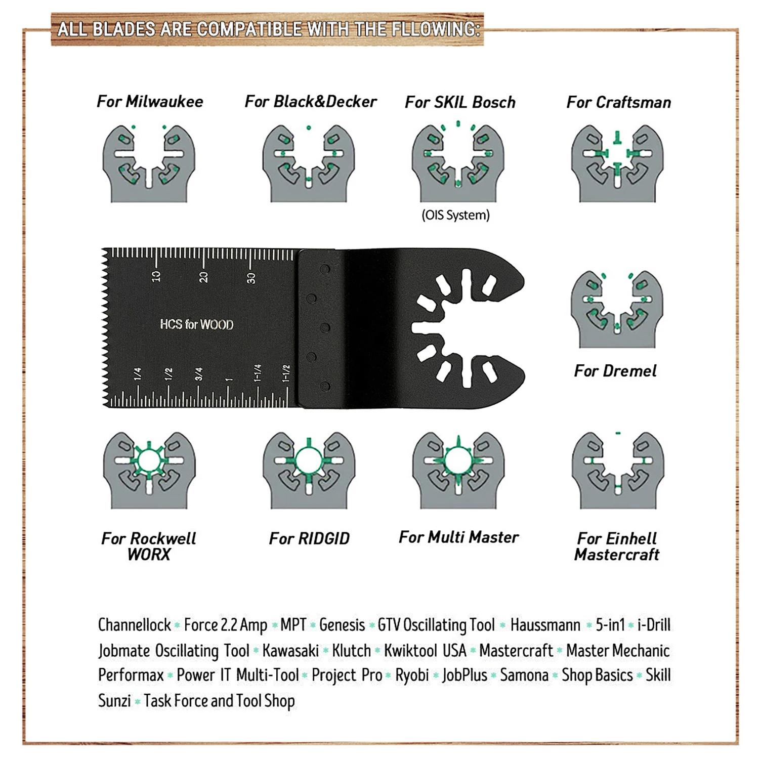 Lames de scie oscillantes Lames mixtes à ajustement rapide Kit de lames de scie oscillantes Lames mu