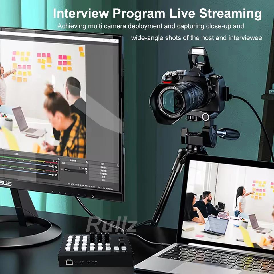 Commutateur multi-caméra vidéo HDMI 4K, 4 canaux, pour diffusion en direct, Production en Streaming,
