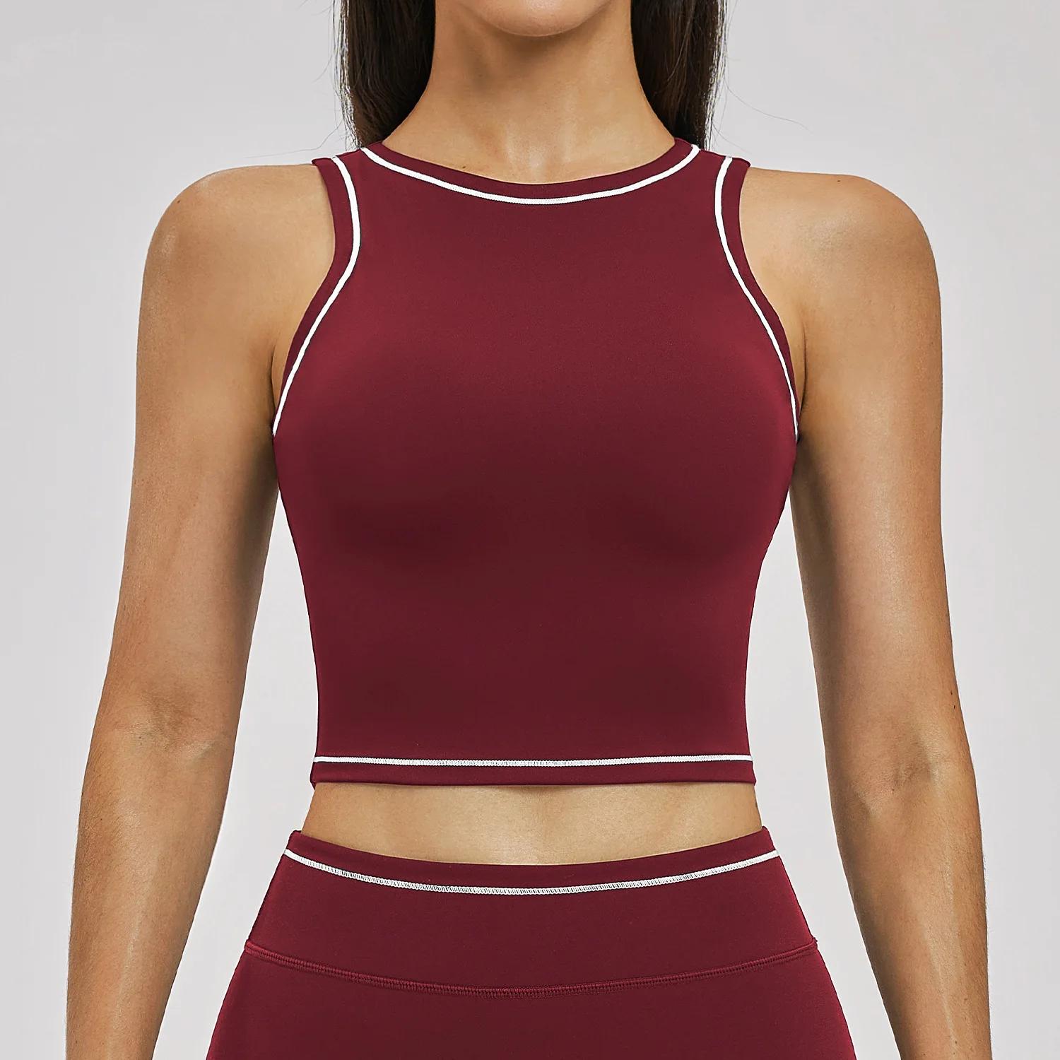 Soutien-gorge de yoga pour femme, haut de sport à séchage rapide, débardeur de gym push-up, gilet de