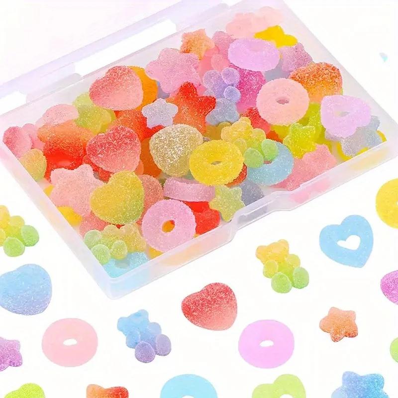 Assortiment de 50 breloques de bonbons, perles à dos plat en résine de sucre gelée douce pour l'arti
