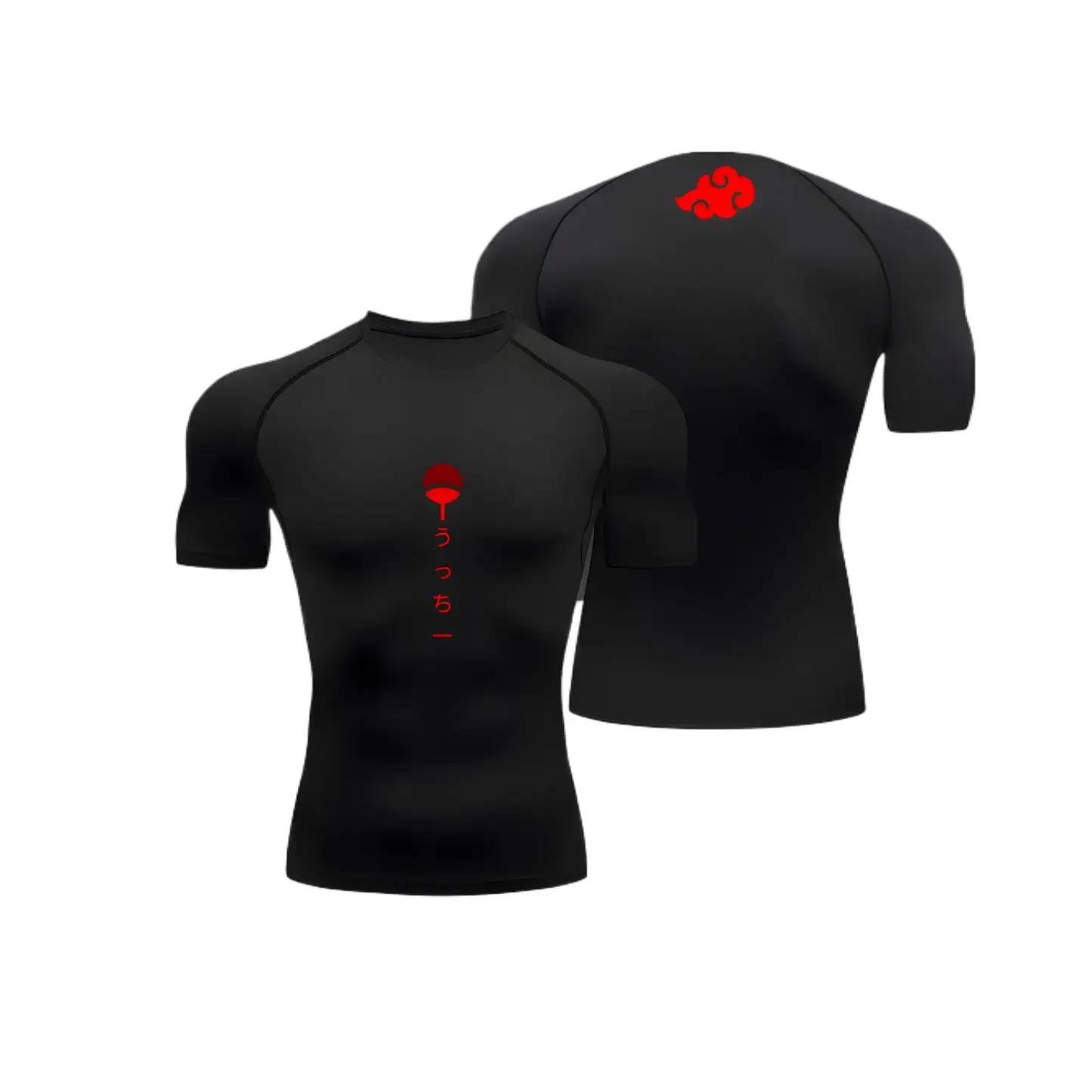 Chemise de Compression Anime pour hommes, imprimé d'été, manches courtes, protection contre les érup