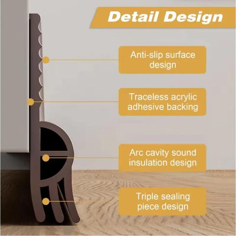 Bande d'étanchéité pour bas de porte, 1m, auto-adhésive, isolation phonique, antivol, étanche, décor
