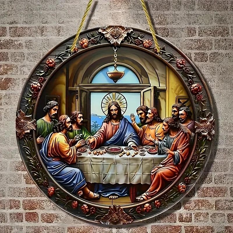 Disque circulaire en bois 2D 8 pouces, jésus et Disciples, plat, Art religieux chrétien, église, pri
