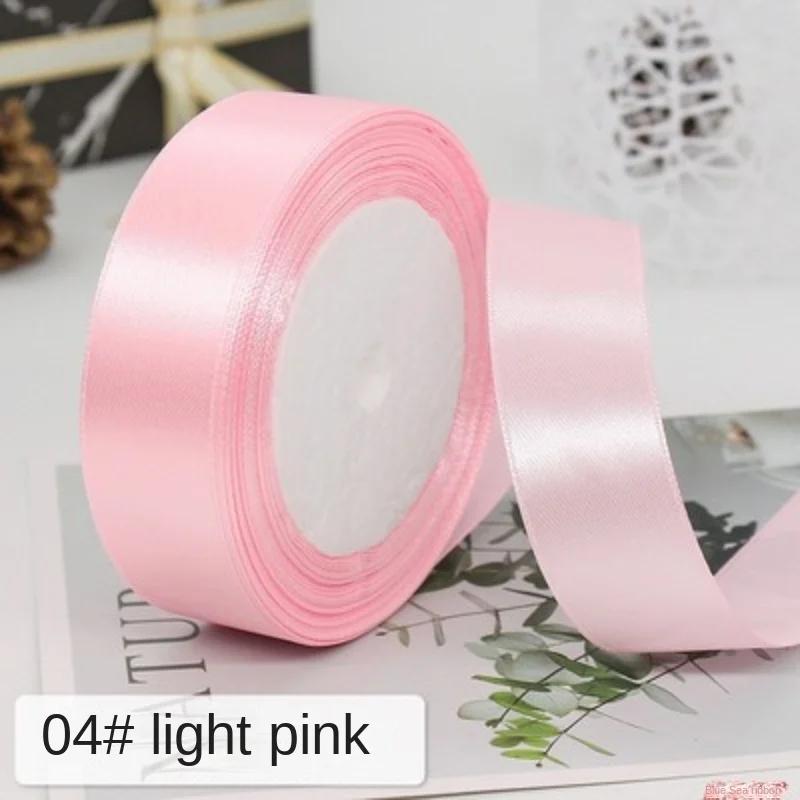 Rubans en Satin de soie rose, 22 mètres/rouleau, 6/10/15/20/25/40/50mm, pour bricolage, artisanat, n