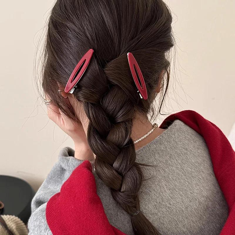 Pinces à cheveux en acétate, Barrettes géométriques ovales creuses, épingles latérales, épingle à ch