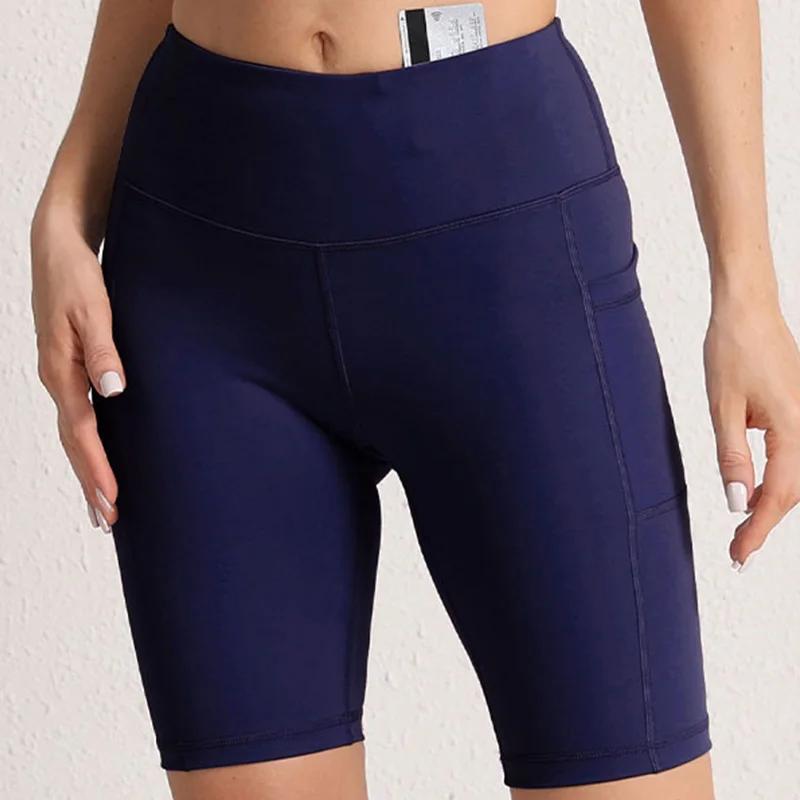 CHRLEISURE-Shorts de Yoga avec 3 Poches pour Femme, Collants de Fitness Sans Couture, artificiel ast