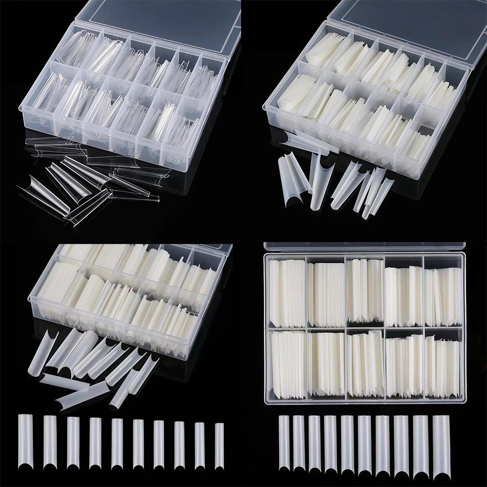 200/240 pièces XXL carré presse sur faux ongles conseils C incurvé droit acrylique Extra Long clair 