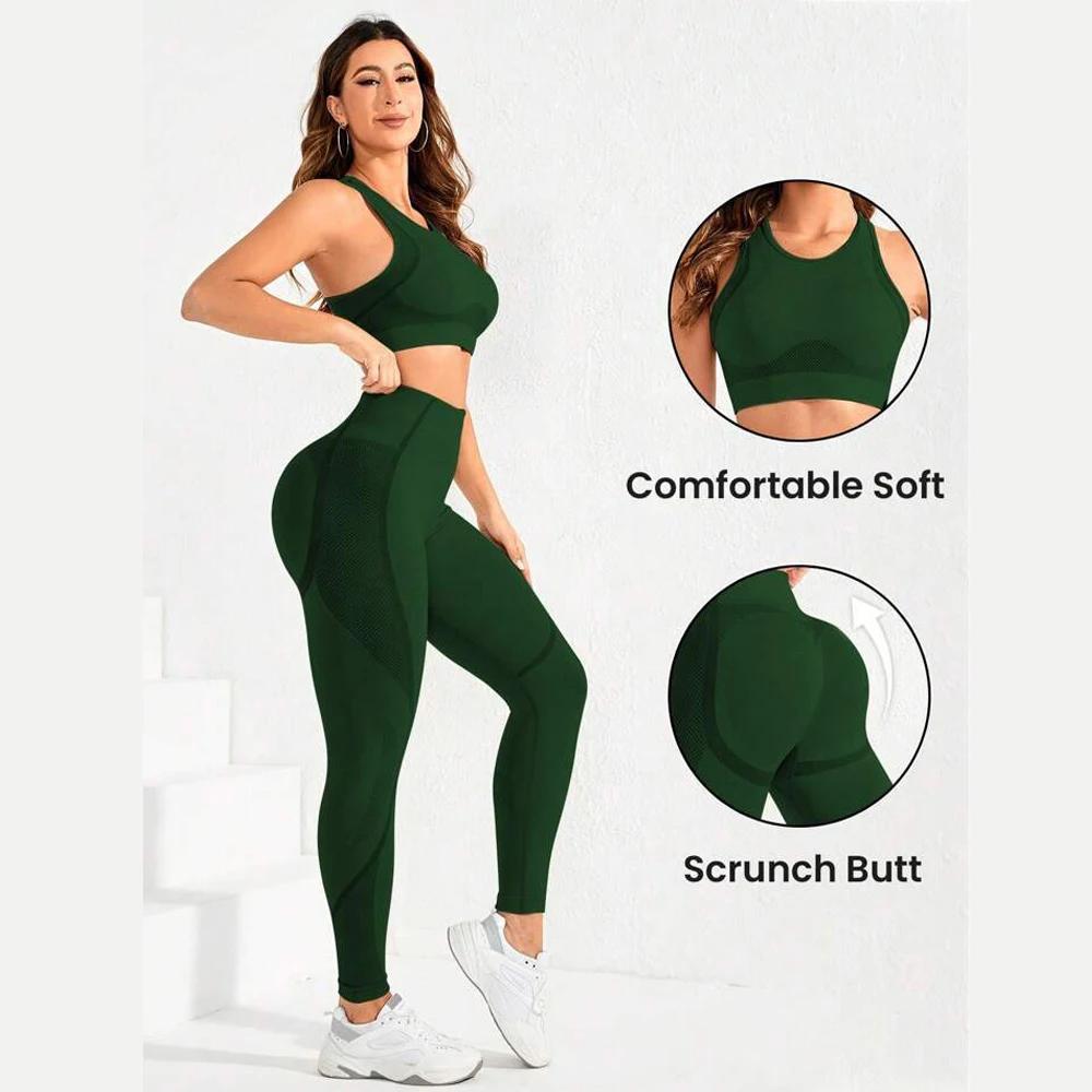 Costume 2 pièces, combinaison de yoga pour femmes, belle combinaison de pantalons taille haute au do
