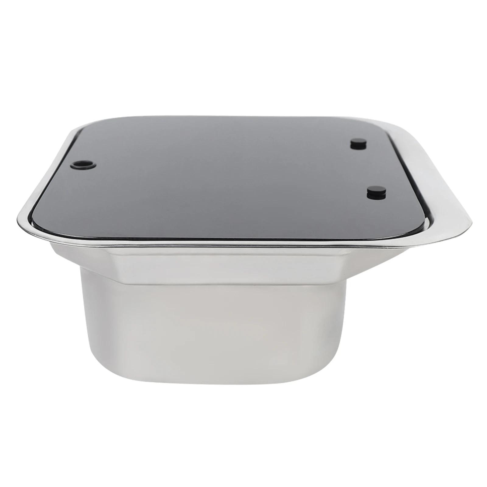 Lavabo de camping-car en acier inoxydable, Lavabo à main avec couvercle en verre