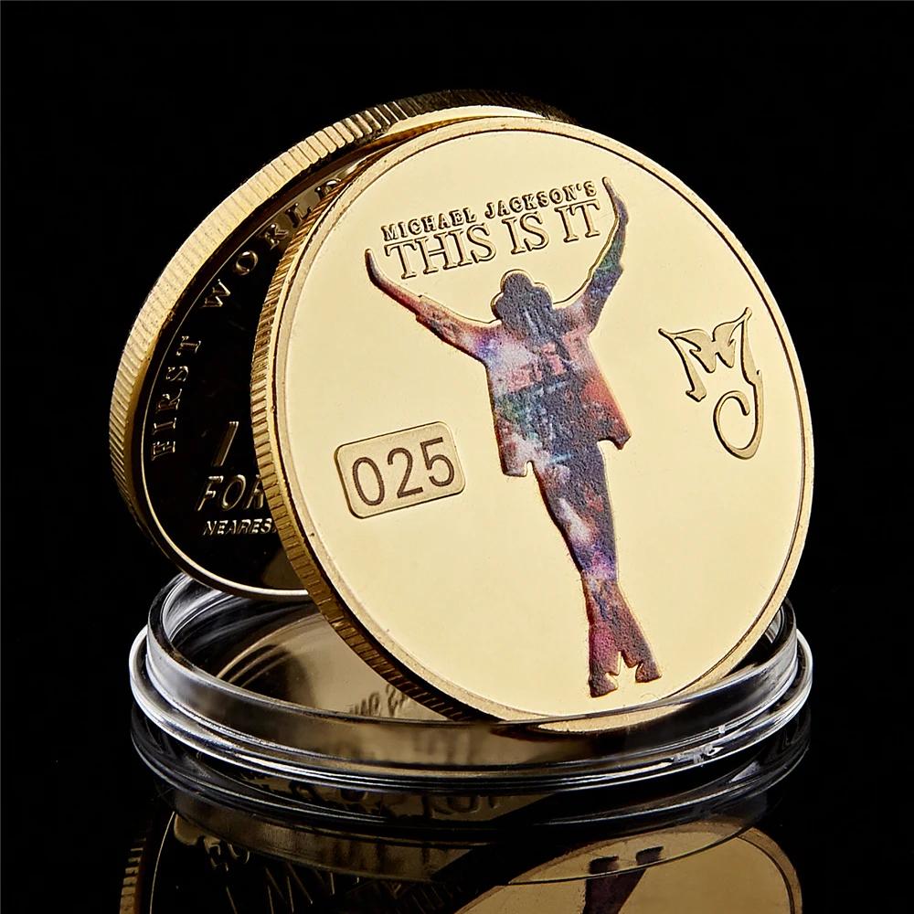 Michael Jackson le roi du Pop pièce commémorative plaquée or cadeau d'anniversaire pièces de collect