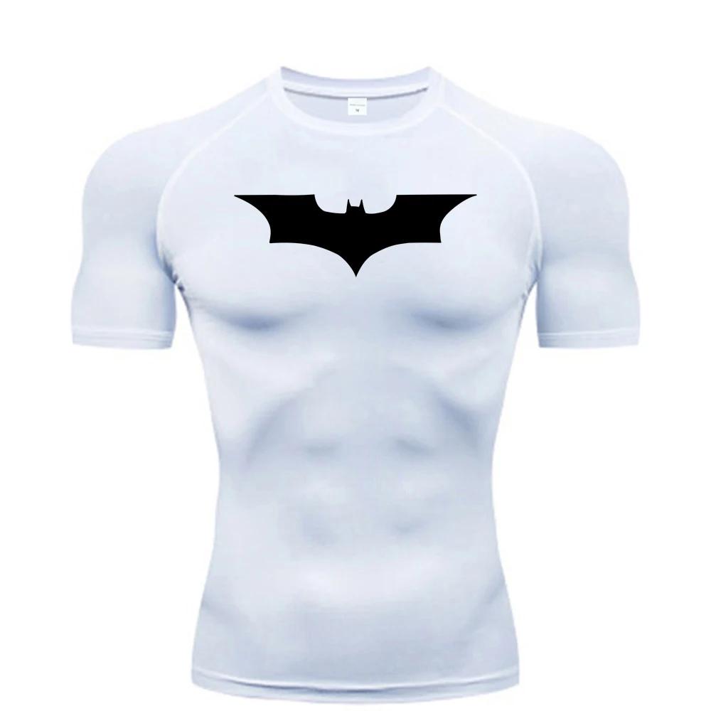 Chauve-souris imprimé hommes T-Shirt serré course Compression Compression T-Shirt salle de sport Fit