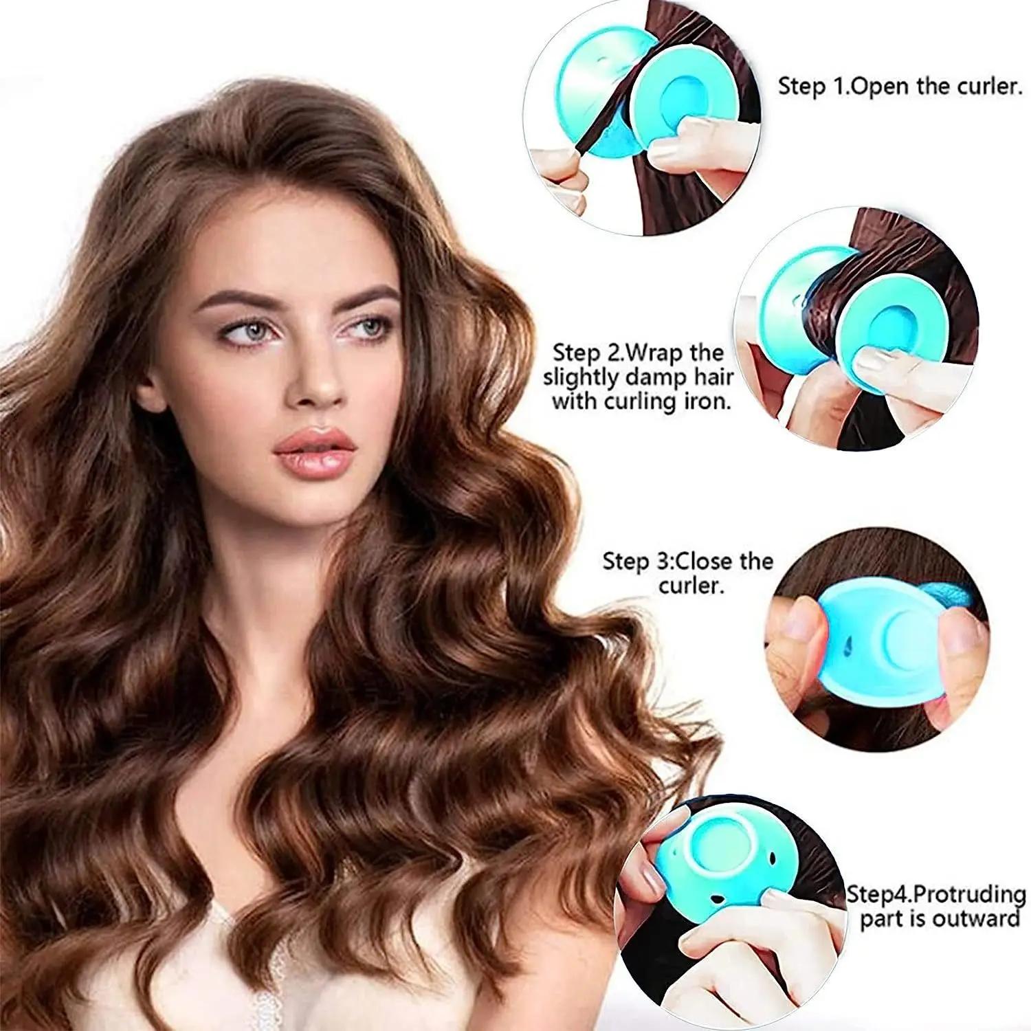 10/20 pièces bigoudis en caoutchouc souple Silicone sans chaleur bigoudis Clips pas de blesser bigou
