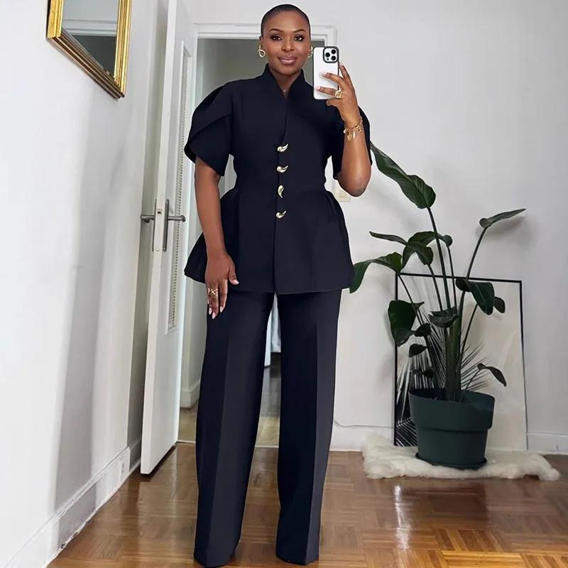 Ensemble deux pièces Vintage élégant pour femmes, ensemble assorti pour bureau, simple boutonnage, m