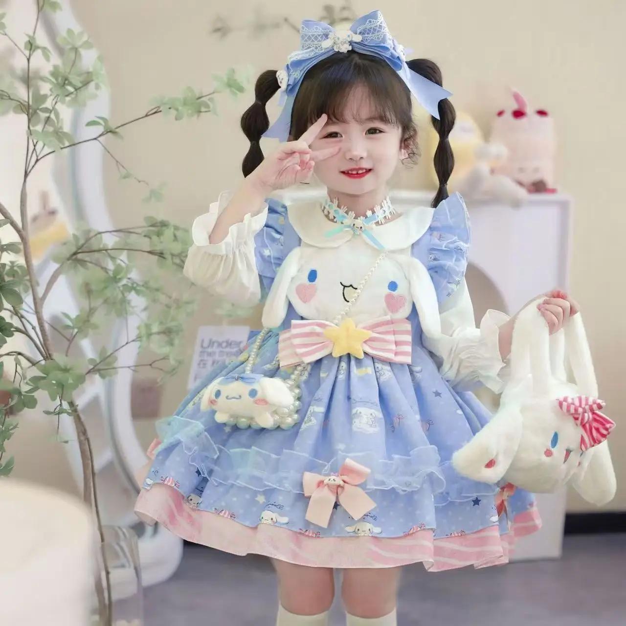 Robe de princesse Lolita pour filles Anime Cinnamoroll avec jupe tutu à volants My Melody et décorat