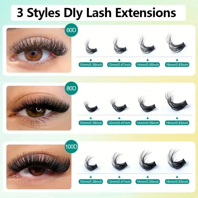 60D80D100D Faux cils épais de longueur mixte, style œil de chat bouclé en D pour un look moelleux et