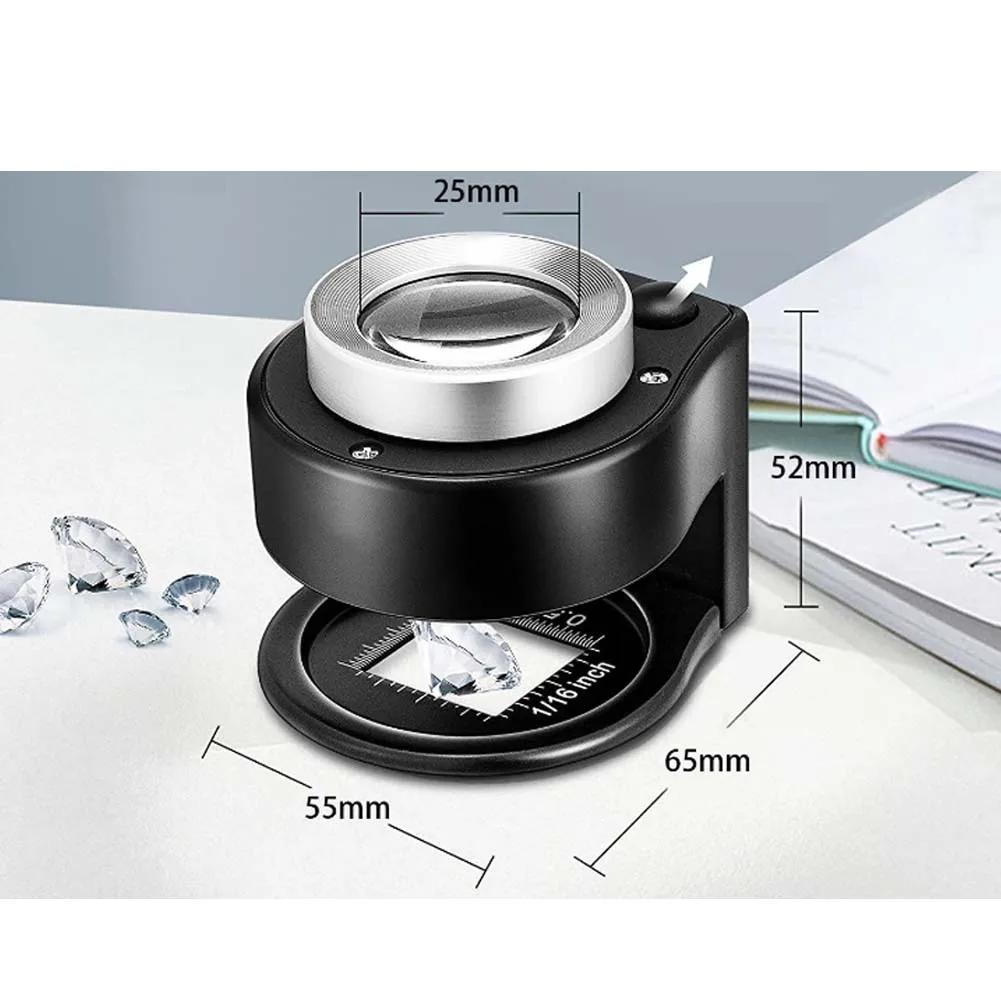 Loupe optique double couche 60X, Loupe portative à lumière UV 395nm, Loupe de lecture pour l'inspect