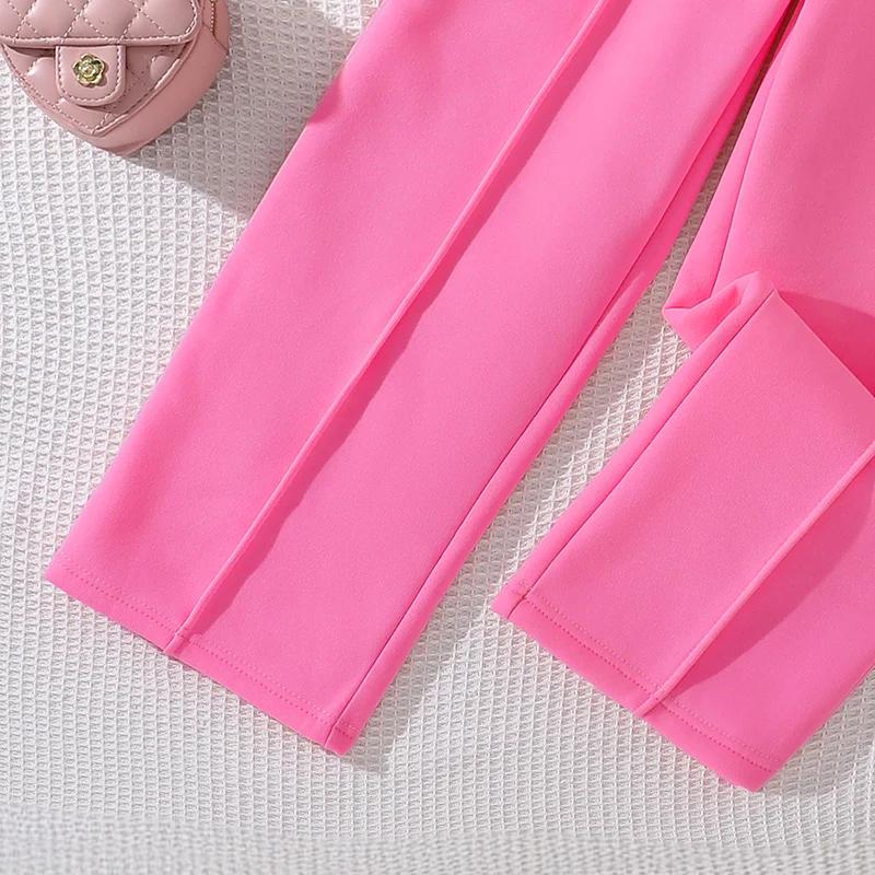 Ensemble de vêtements chauds pour enfants, couleur unie, imprimé cœur, haut et pantalon, sport décon