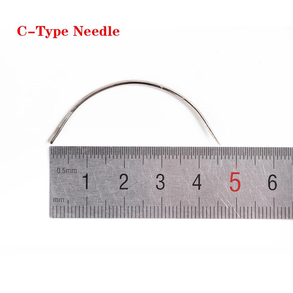 Aiguille et fil pour Extensions de cheveux, noir, marron, Beige, fils à coudre avec aiguilles incurv