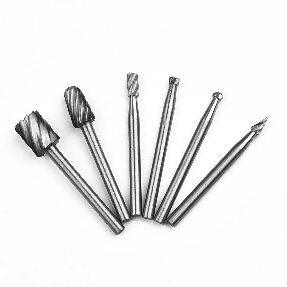 6 pièces Dremel outil rotatif Mini foret ensembles HSS routeur meulage fraises pour bois métal sculp