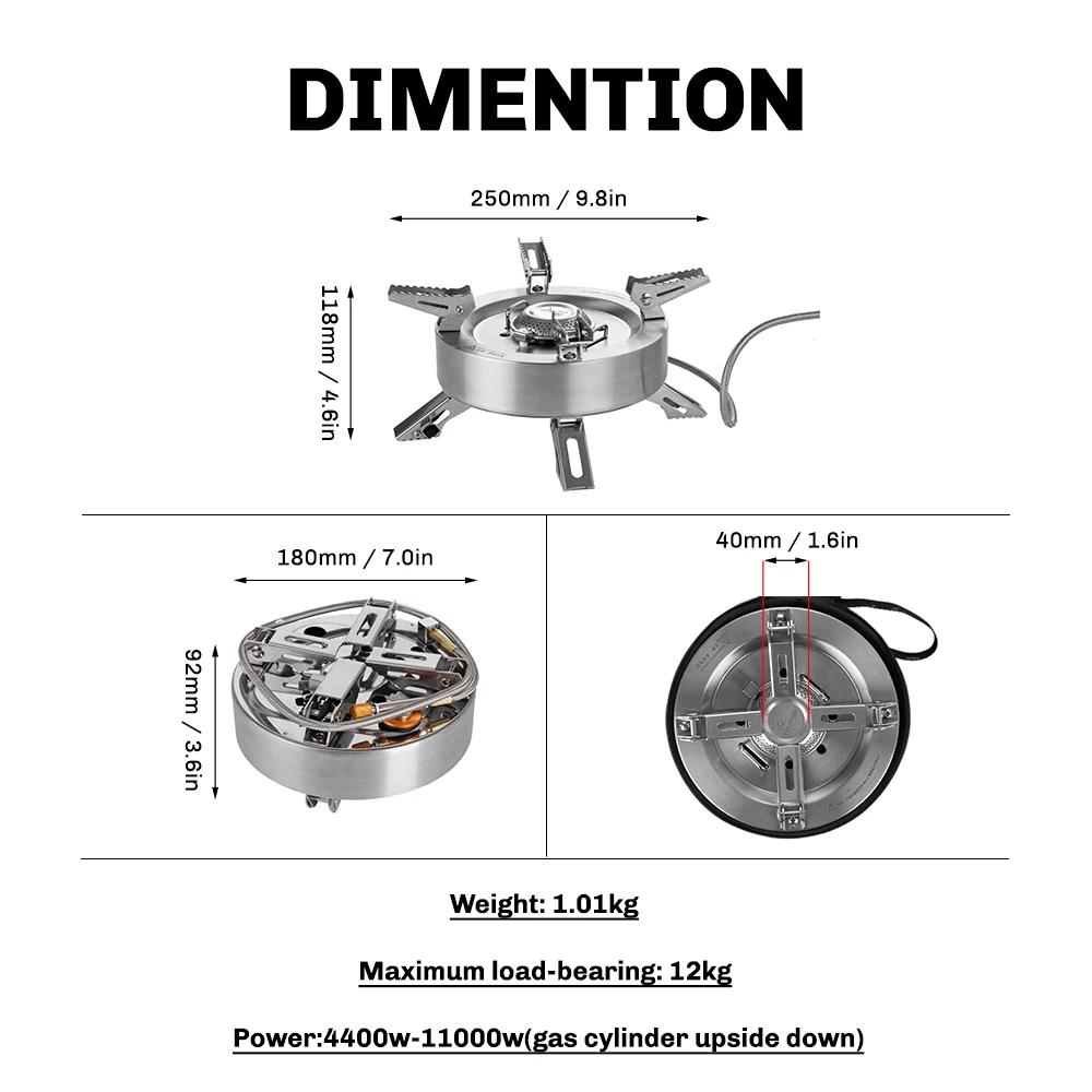 Brûleur à gaz fendu Saturn en érable de feu, Double préchauffeur, cuisinière à gaz de cuisine pliabl