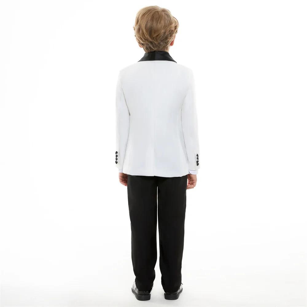 Ensemble de Costume formel pour garçons, 4 pièces, élégant, blanc, pour photographie de Piano, Costu