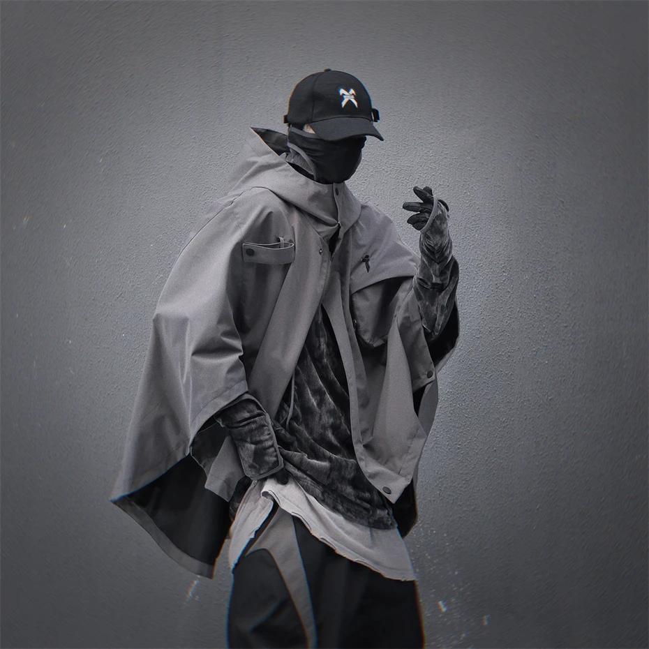 Techwear-Veste à Capuche Fonctionnelle pour Homme, Coupe-Vent Vintage, Streetwear, Hip Hop, Harajuku