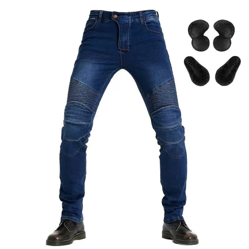 Jeans de moto brodés pour hommes, pantalon, ceinture de motocross, option d'équipement de protection